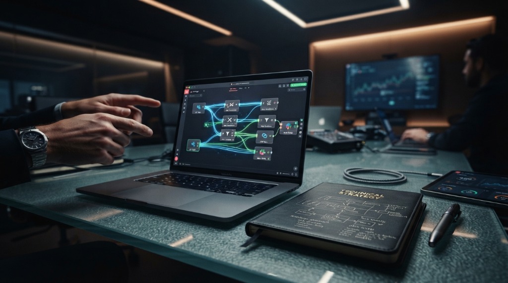 Deep-dive session: automation workflow on a laptop